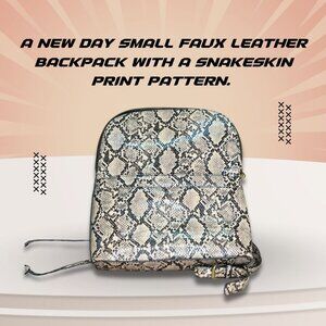 A New Day Small Faux Leather Backpack With Snakeskin Print Pattern